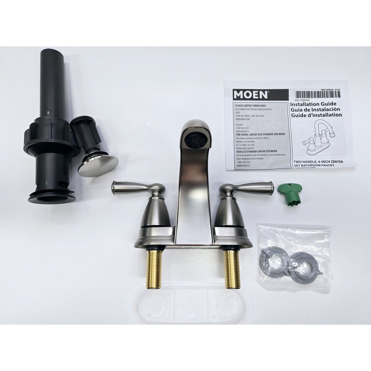 Moen 84942SRN Banbury 4" Centerset Double Handle Bathroom Faucet - Brush Nickel