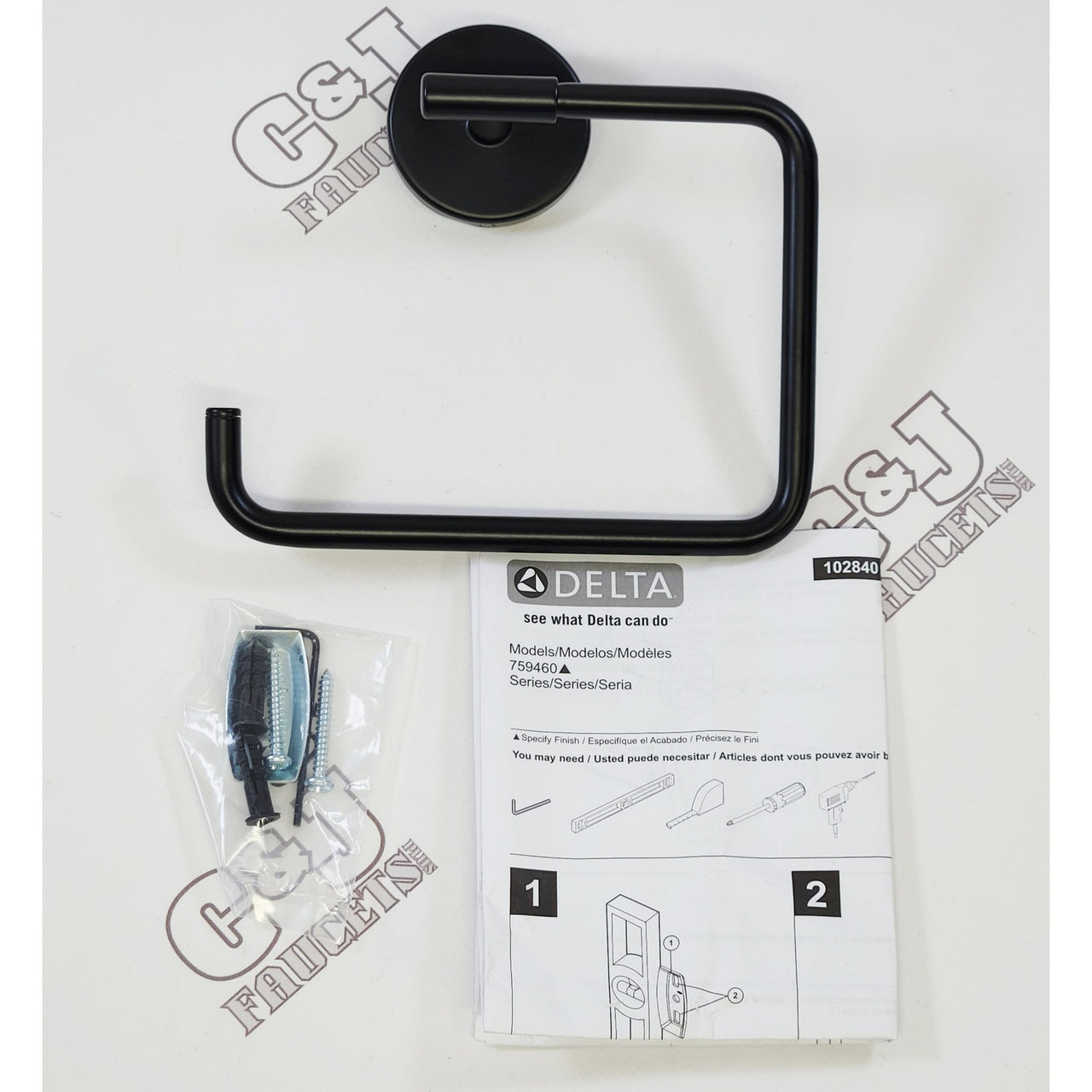 Delta 759460-BL Trinsic Wall Mounted Towel Ring - Matte Black