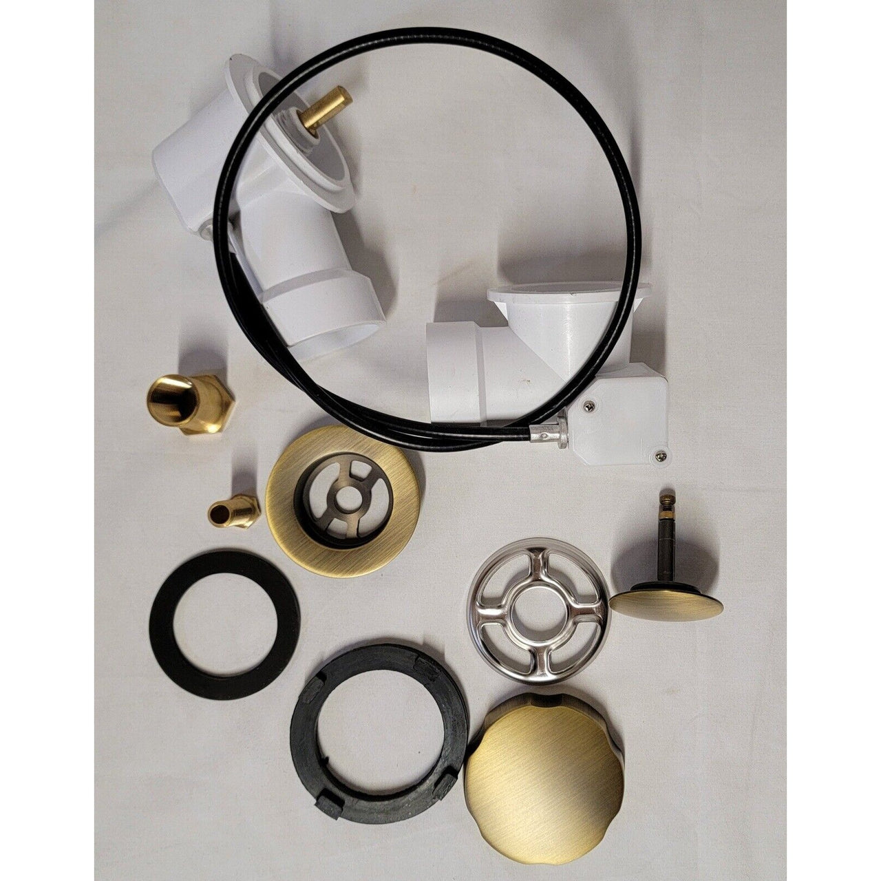 Signature Hardware 485529 PVC Cable Drain & Overflow - Aged Brass READ