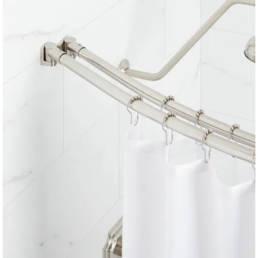 Signature Hardware 466777 60" Curved Brass Shower Rod - Brushed Nickel