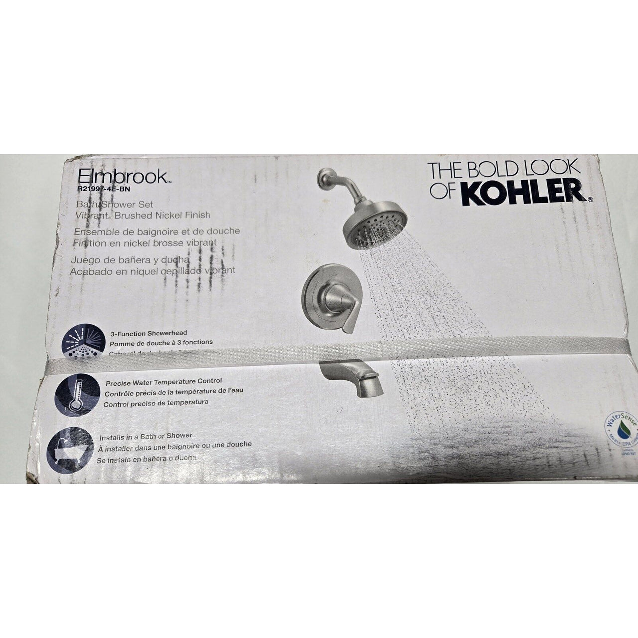 Kohler R21997-4E-BN Elmbrook 3-Spray Tub and Shower Faucet - Brushed Nickel