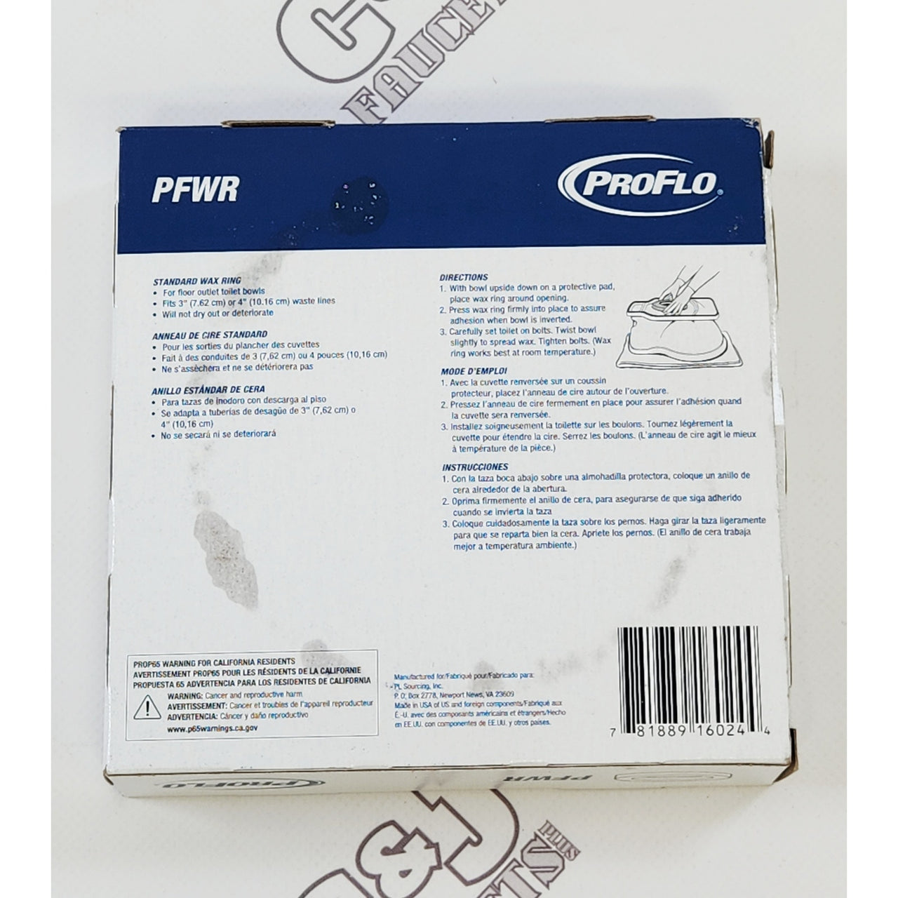 Proflo PFWR Heavy Duty Toilet Wax Bowl Ring Only For Use with 3" or 4" Waste
