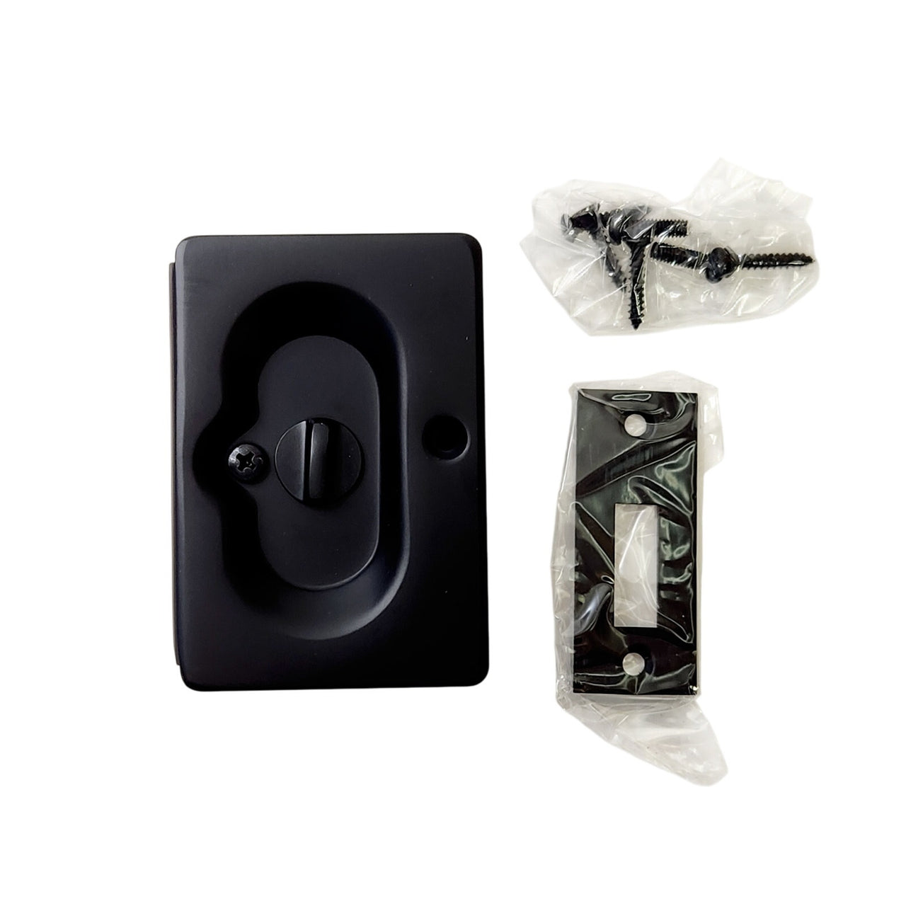 Emtek 2102US19 3-1/2" H Solid Brass Privacy Pocket Door Lock - Flat Black