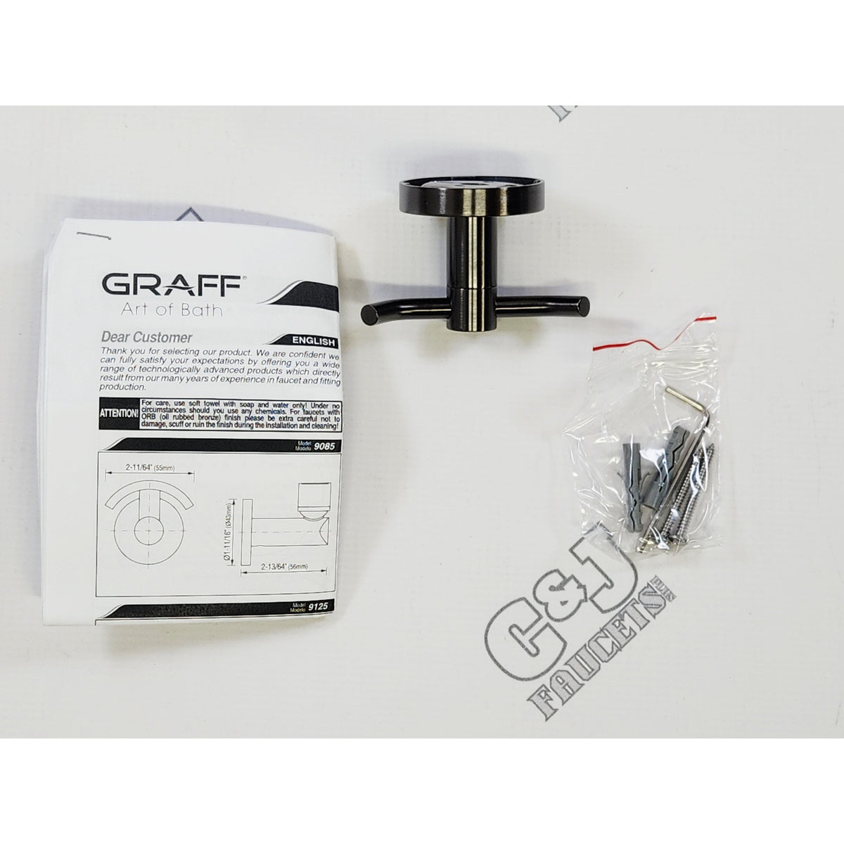 Graff G-9135-BOX 3-1/4" Wall Mounted Double Robe Hook - Brushed Onyx PVD
