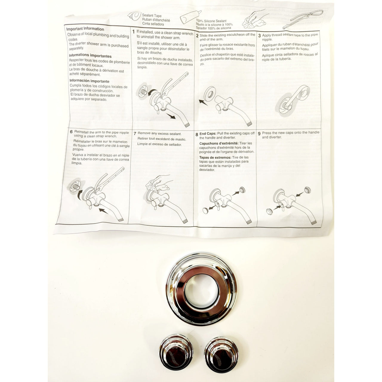 Kohler 76334-CP Traditional Wall-Mount Shower Arm Trim Kit - Polished Chrome