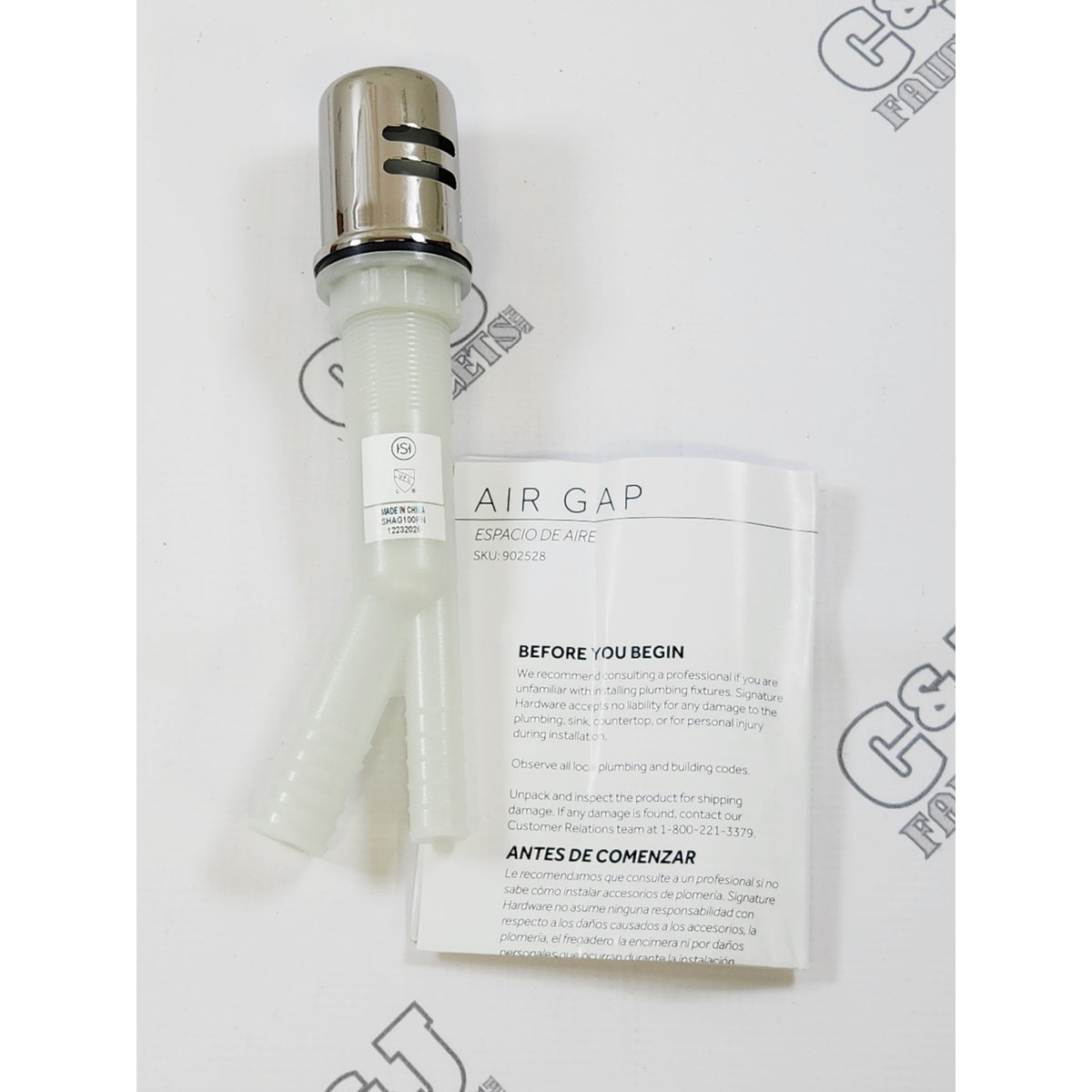 Signature Hardware 562513 Modern Brass Dishwasher Air Gap - Polished Nickel