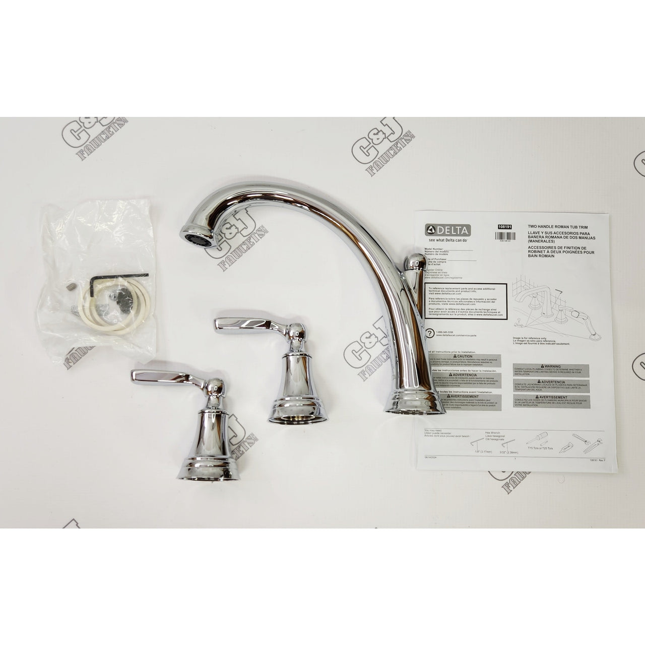 Delta T2732 Woodhurst Deck Mounted Roman Tub Filler - Chrome READ