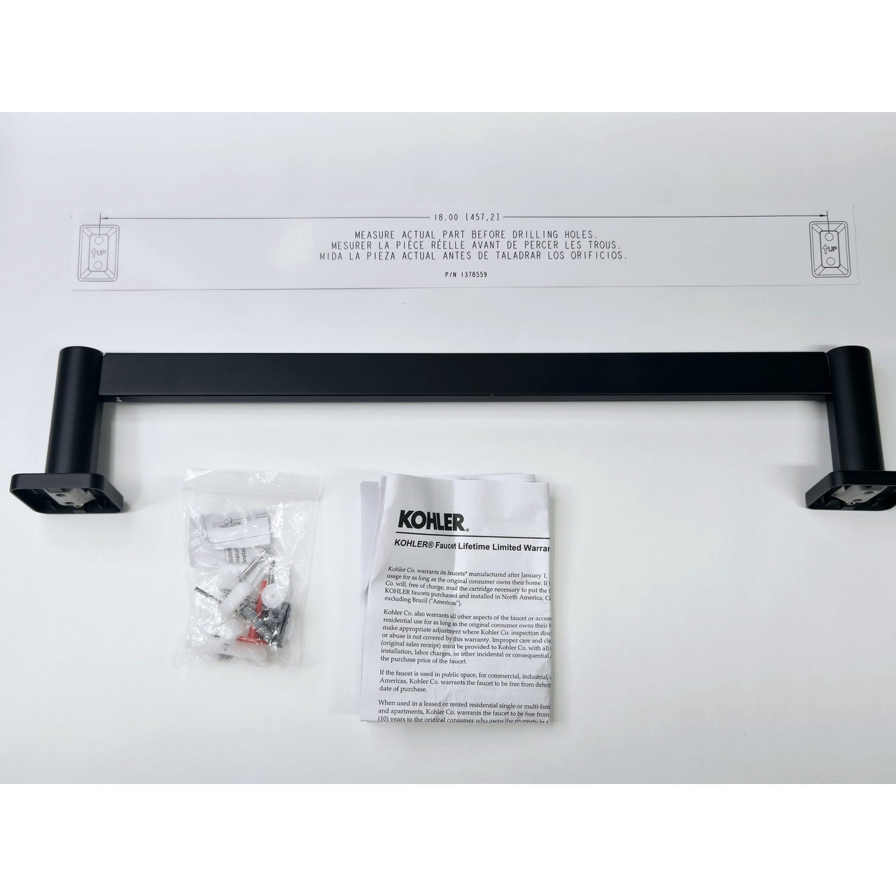 Kohler 23524-BL Parallel 18" Towel Bar - Matte Black *READ