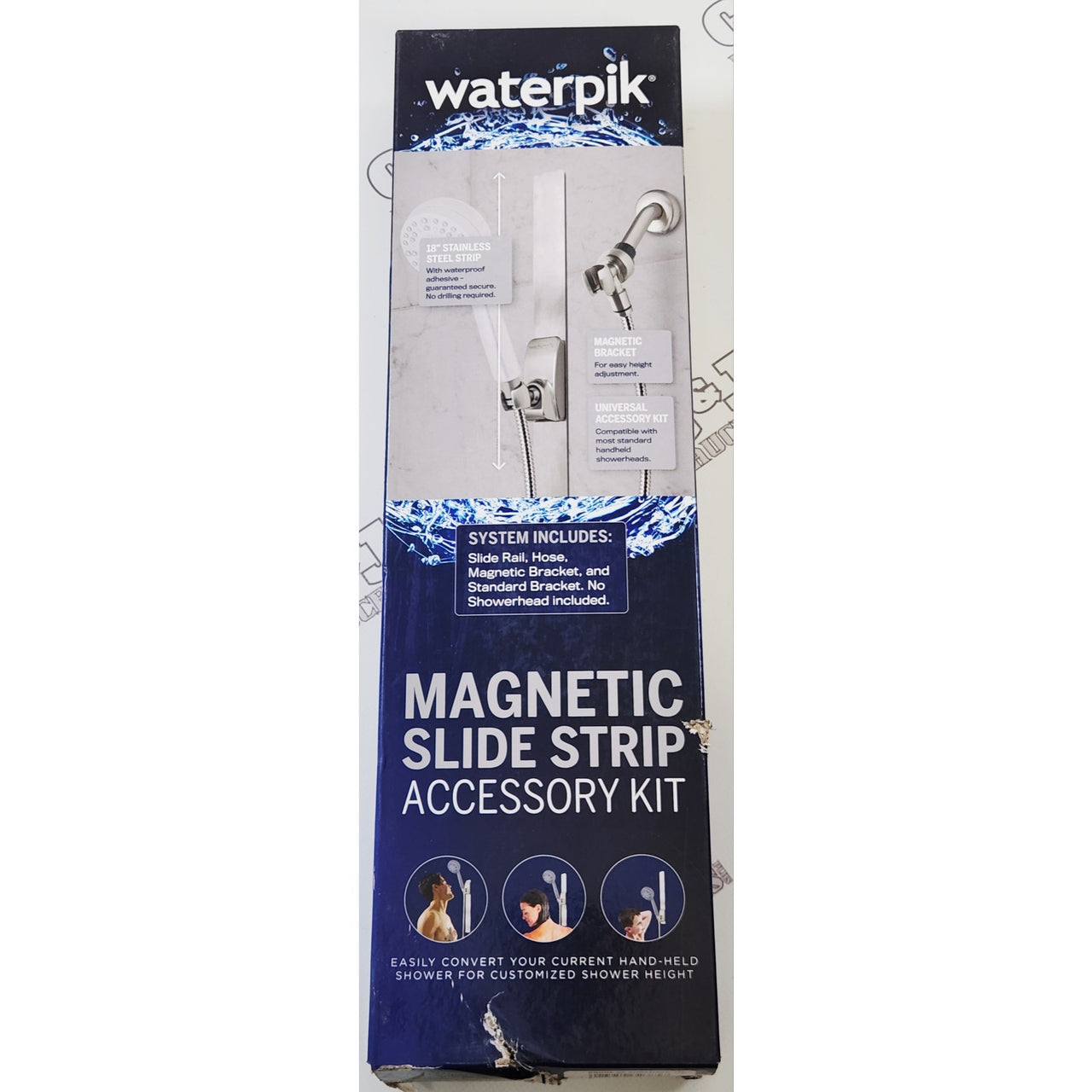 Waterpik MGS-009ME 18" Magnetic Shower Slide Strip Kit - Brushed Nickel