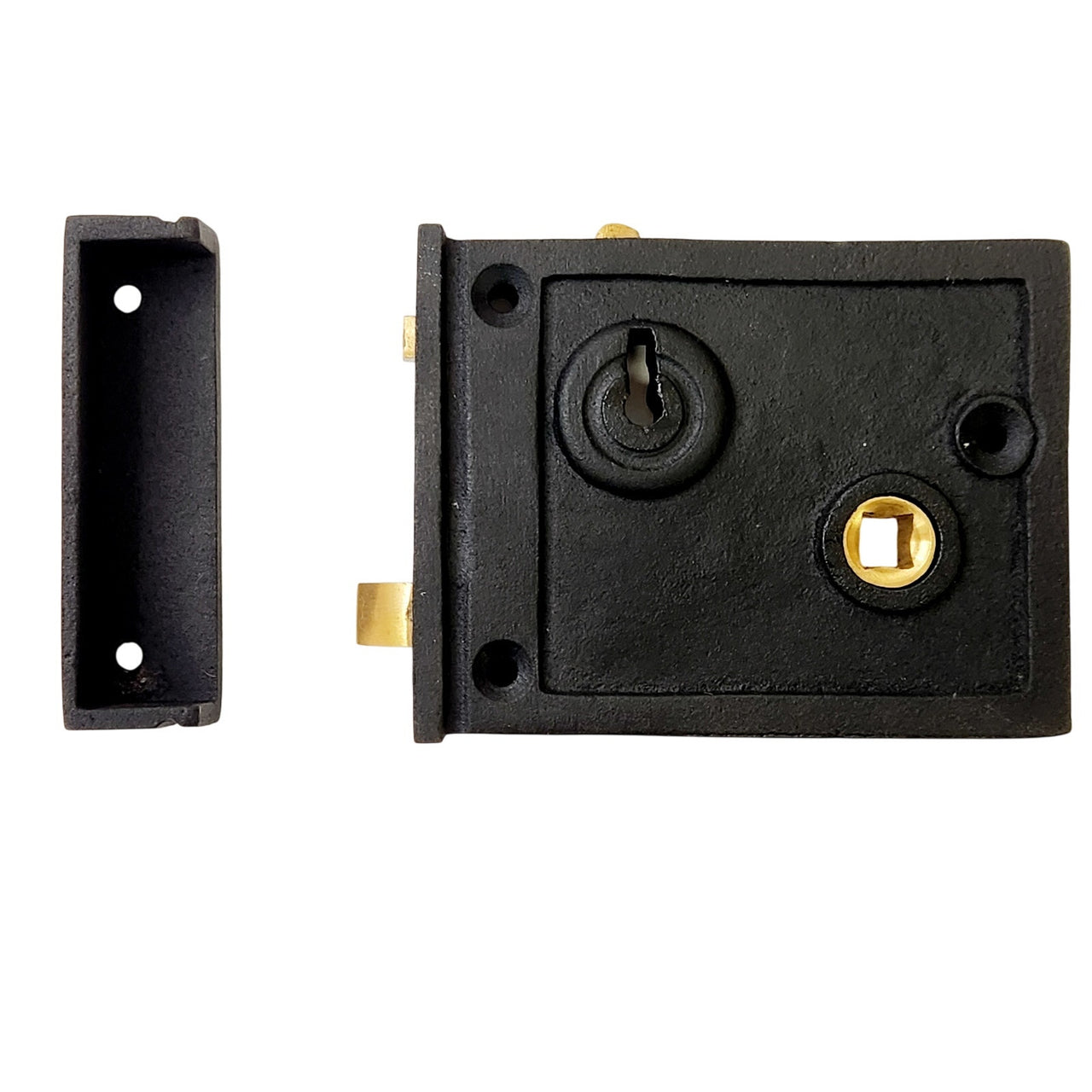 Signature Hardware 248265 Horizontal Iron Rim Lock Set w/3" Backset - Right Hand