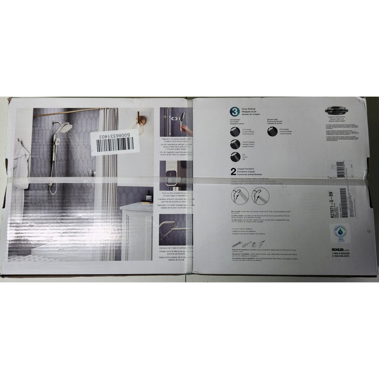 Kohler 27971-G-BN Windet 3 in 1 Showering Rail Combo - Vibrant Brushed Nickel