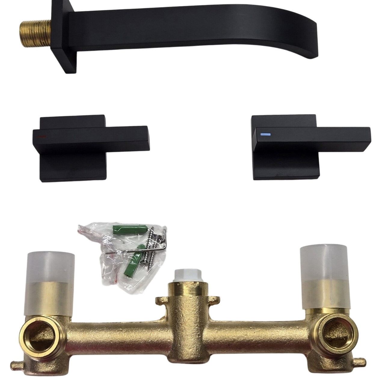 Signature Hardware 485202 Drea Wall-Mount Tub Faucet with Valve - Matte Black