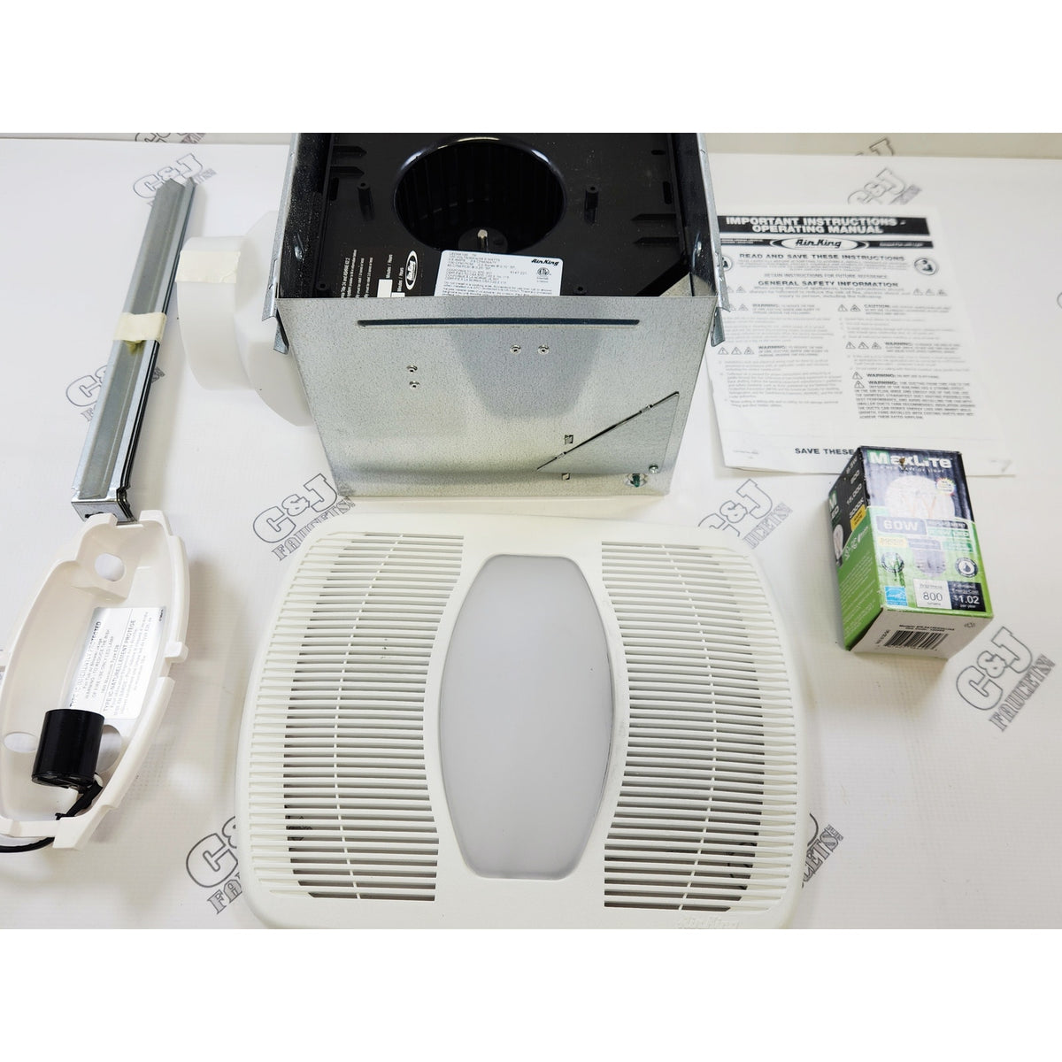 Air King LEDAK100 AK 100 CFM Bathroom Exhaust Fan with LED Light - White
