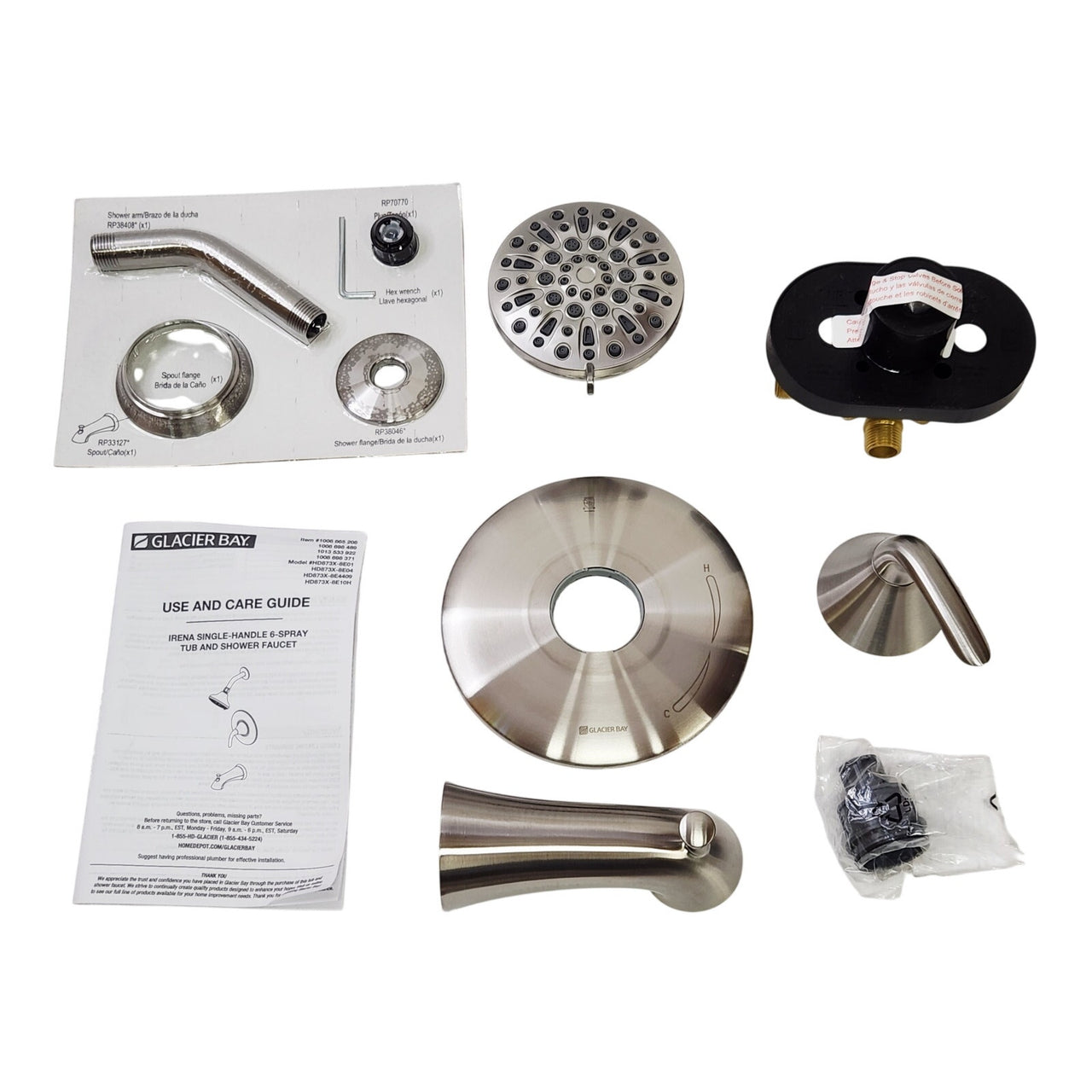 Glacier Bay 1008 698 489 Irena Tub and Shower Faucet - Brushed Nickel