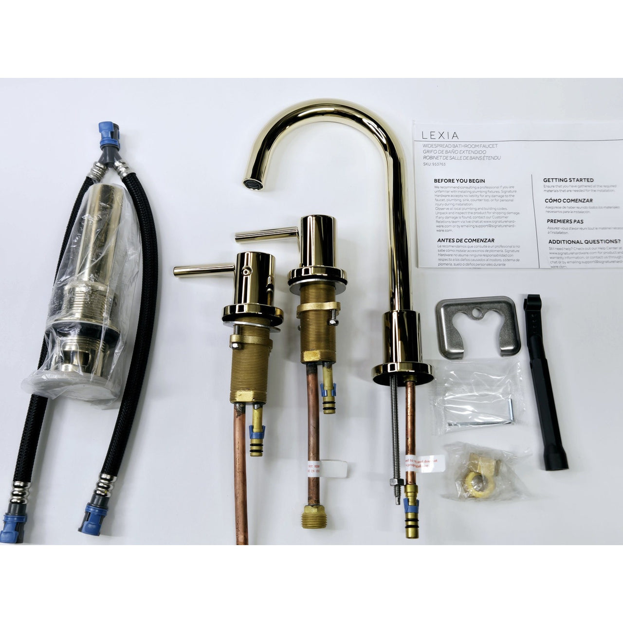 Signature Hardware 483886 Lexia 1.2 GPM Widespread Bathroom Faucet - Plshd Brass