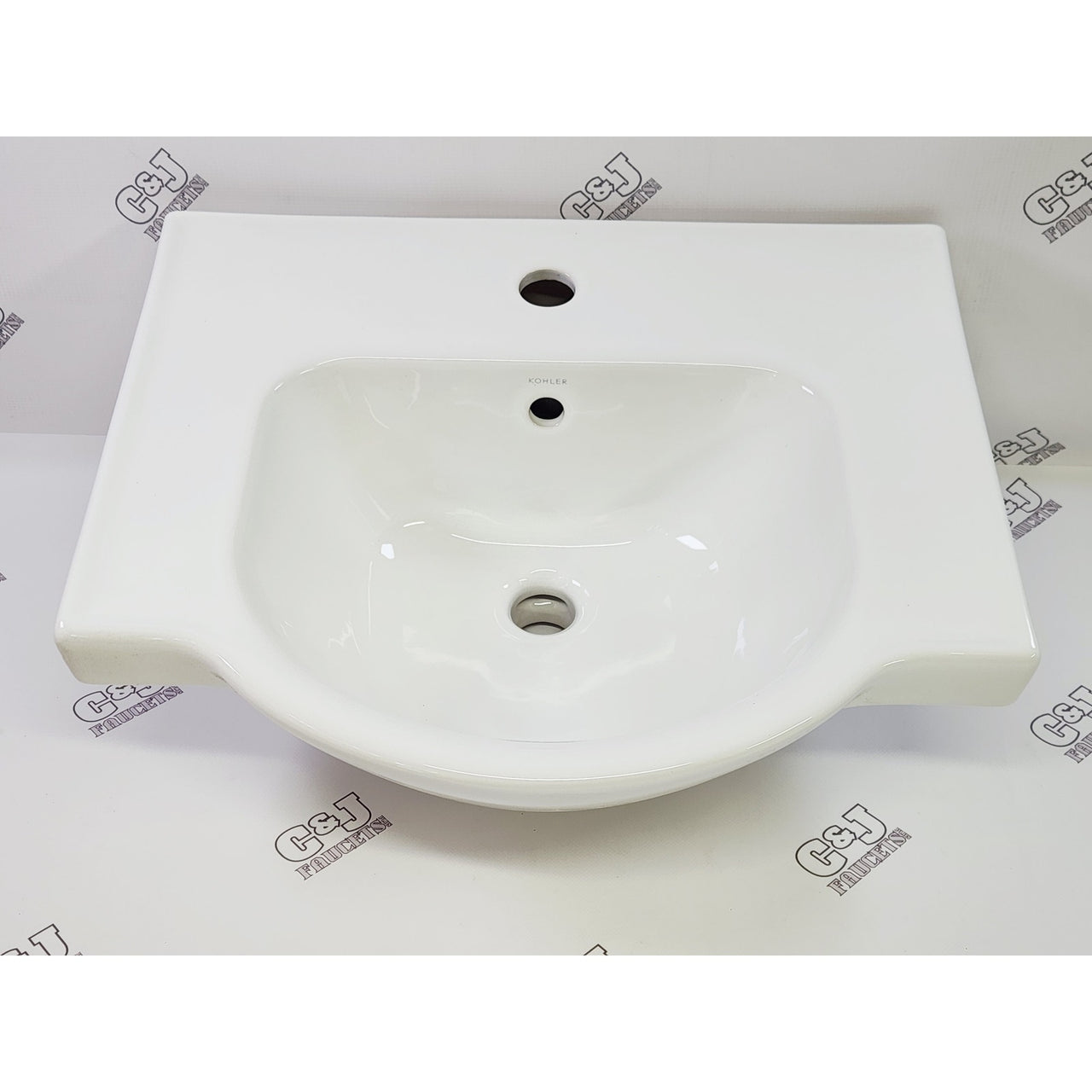 Kohler 5247-1-0 Veer 21" Pedestal Bathroom Sink with One Hole & Overflow - White