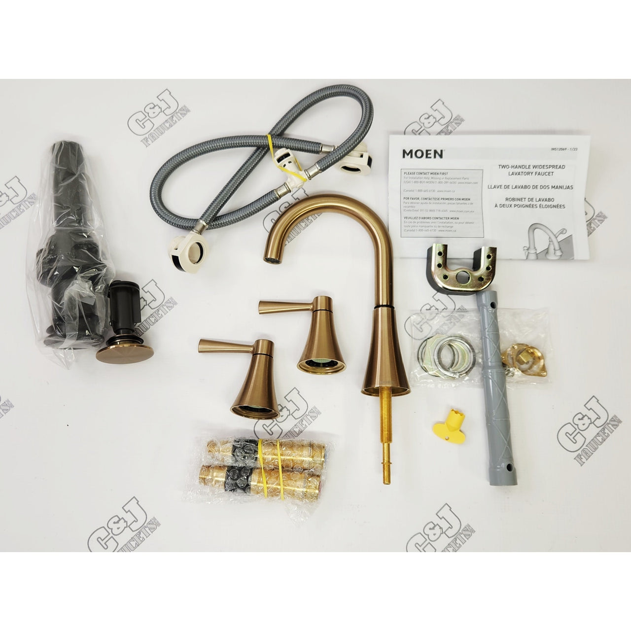Moen 84023BZG Ronan Widespread Modern 2-Handle Bathroom Faucet - Bronzed Gold