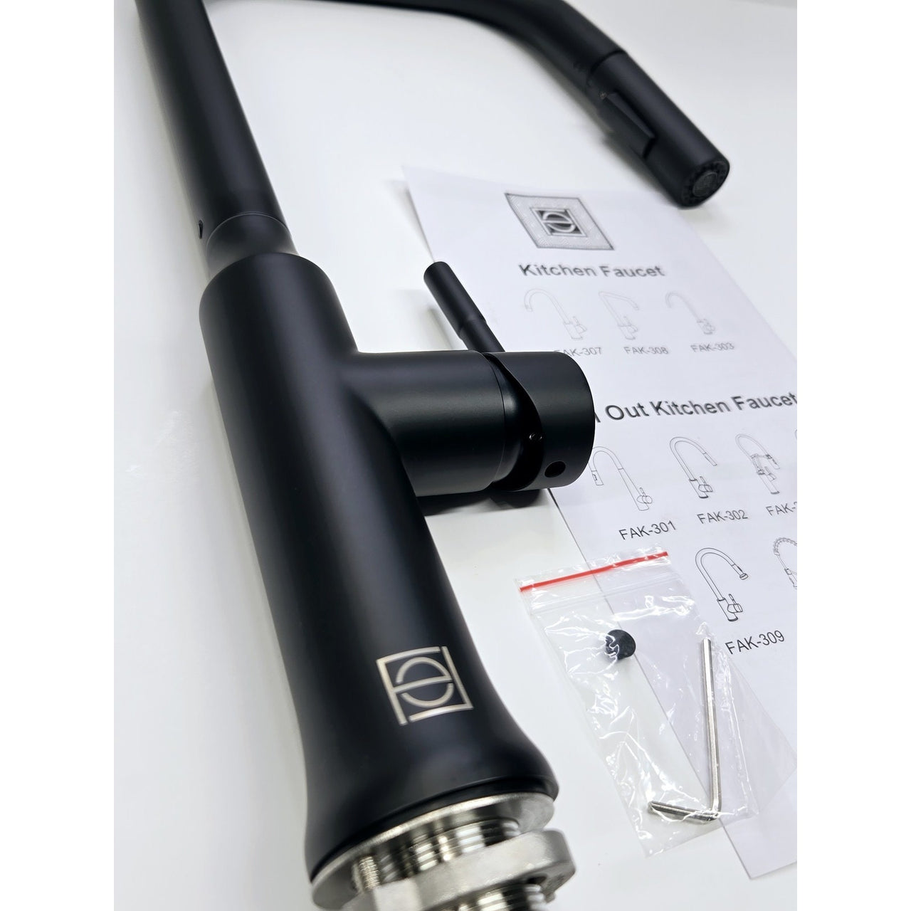 Elegant Lighting FAK311MBK Noor Kitchen Faucet - Matte Black READ