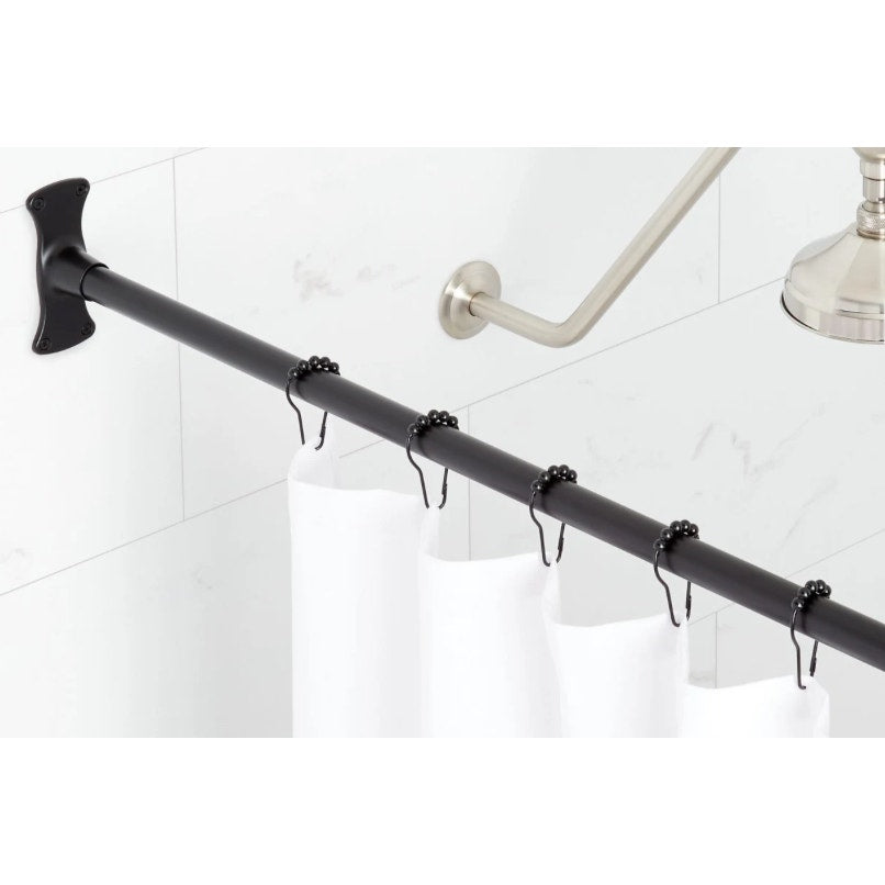 Signature Hardware 466751 72" Solid Brass Shower Rod - Matte Black