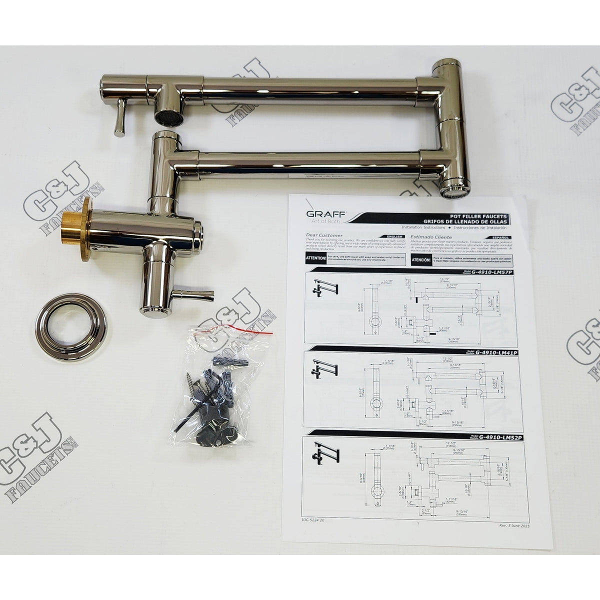 Graff G-4915-LM67P-PNP Segovia 1.8 GPM Pot Filler - Polished Nickel PVD