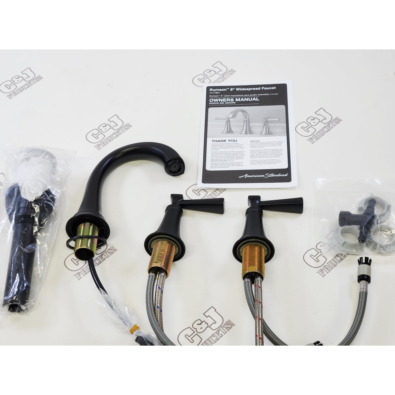 American Standard 7417801.243 Rumson 1.2 GPM Widespread Bath Faucet -Matte Black