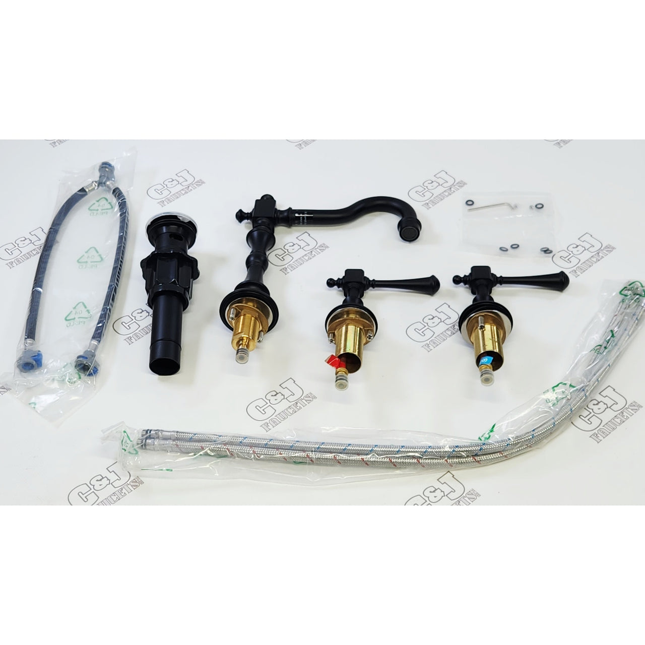 BWE A-916463-Black 8" Widespread 1.2 GPM Bathroom Sink Faucet - Matte Black