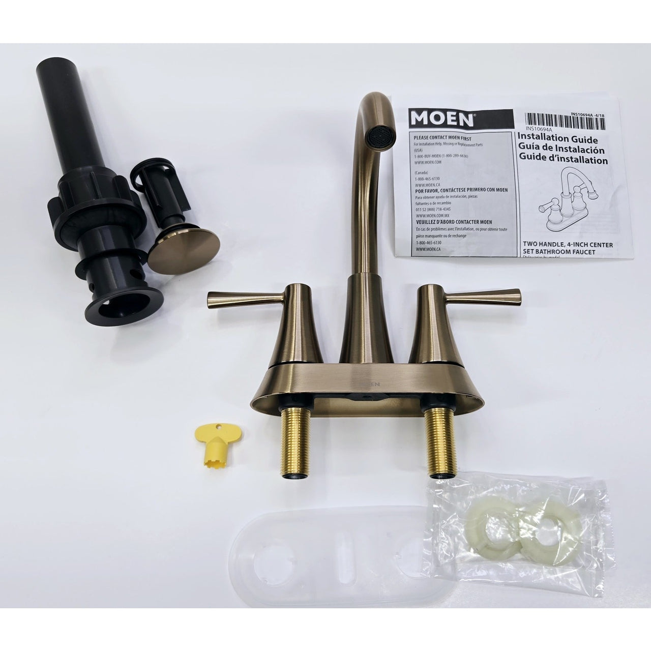 Moen 84022BZG Ronan 4" Centerset 2-Handle Bathroom Faucet - Bronzed Gold