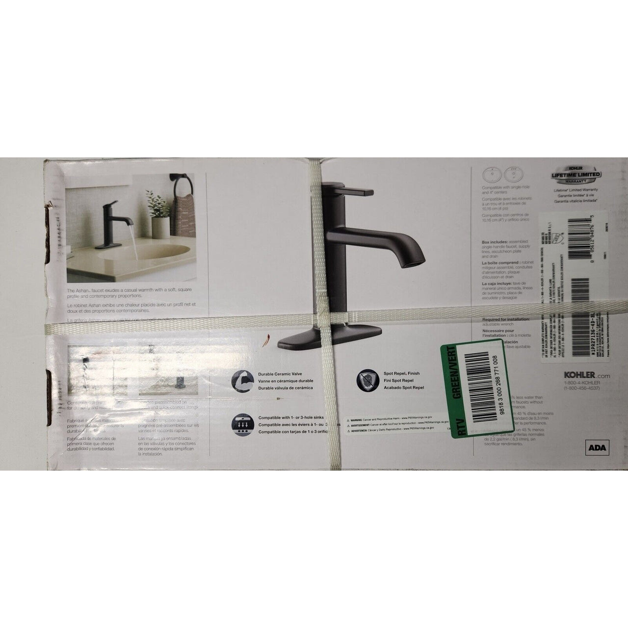 Kohler R27136-4D-BL Ashan Single Hole Single-Handle Bathroom Faucet -Matte Black