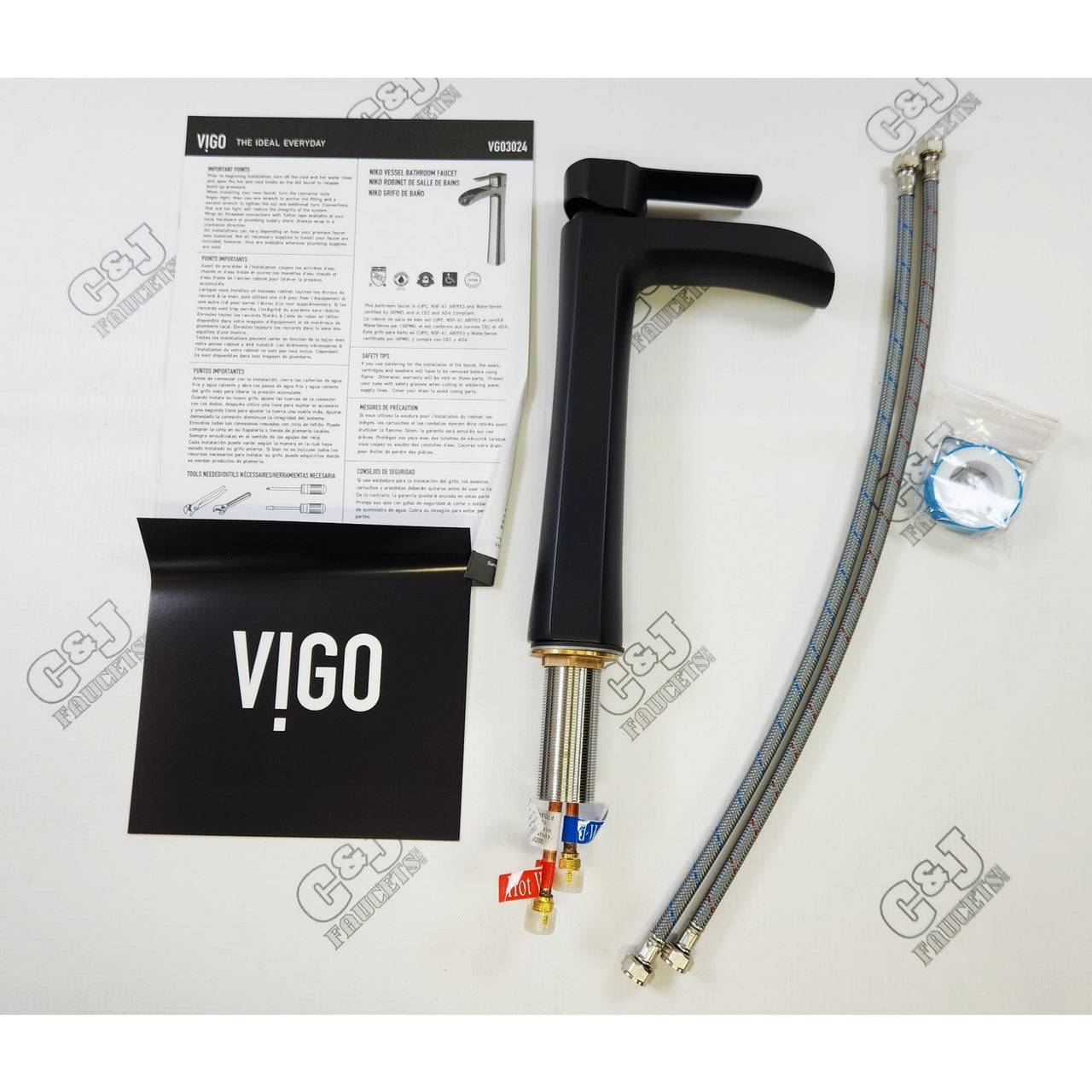 Vigo VG03024MB Niko 1.2 GPM Single Hole Vessel Bathroom Faucet -Matte Black READ