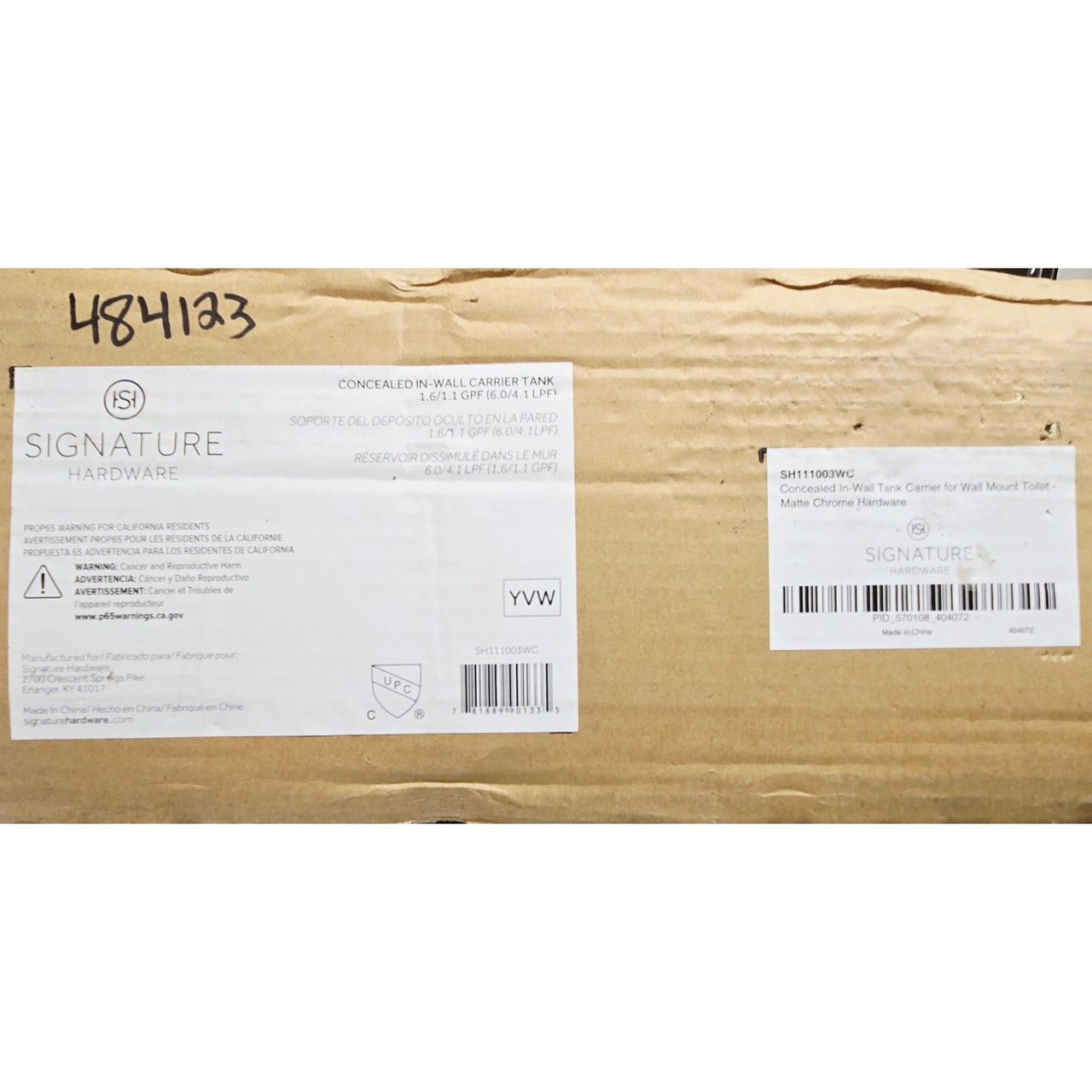 Signature Hardware 484123 Concealed In-Wall Tank Carrier - Matte Chrome