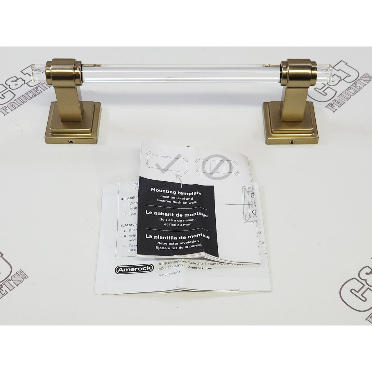 Amerock BH36065CBBZ Glacio 8" Wall Mount Towel Bar - Clear Golden Champagne READ