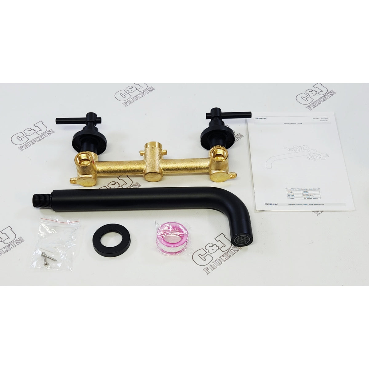 Sumerain S2134DW Wall Mount 9.71 GPM Tub Filler Faucet - Matte Black