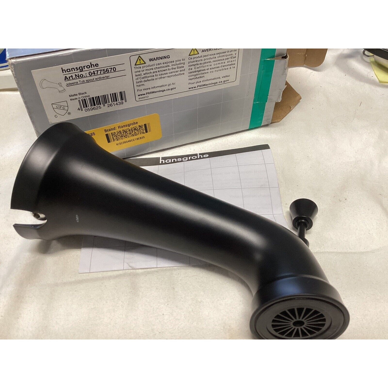 hansgrohe 04775670 3" Transitional Tub Spout with Diverter - Matte Black