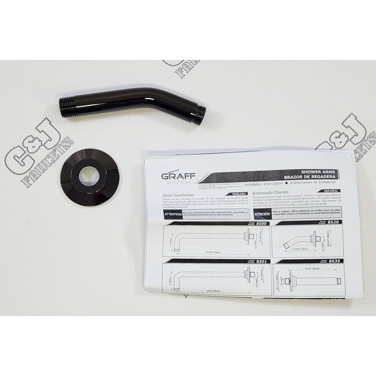 Graff G-8518A-OX Cameo Contemporary 5" Wall Mounted Shower Arm - Onyx PVD READ
