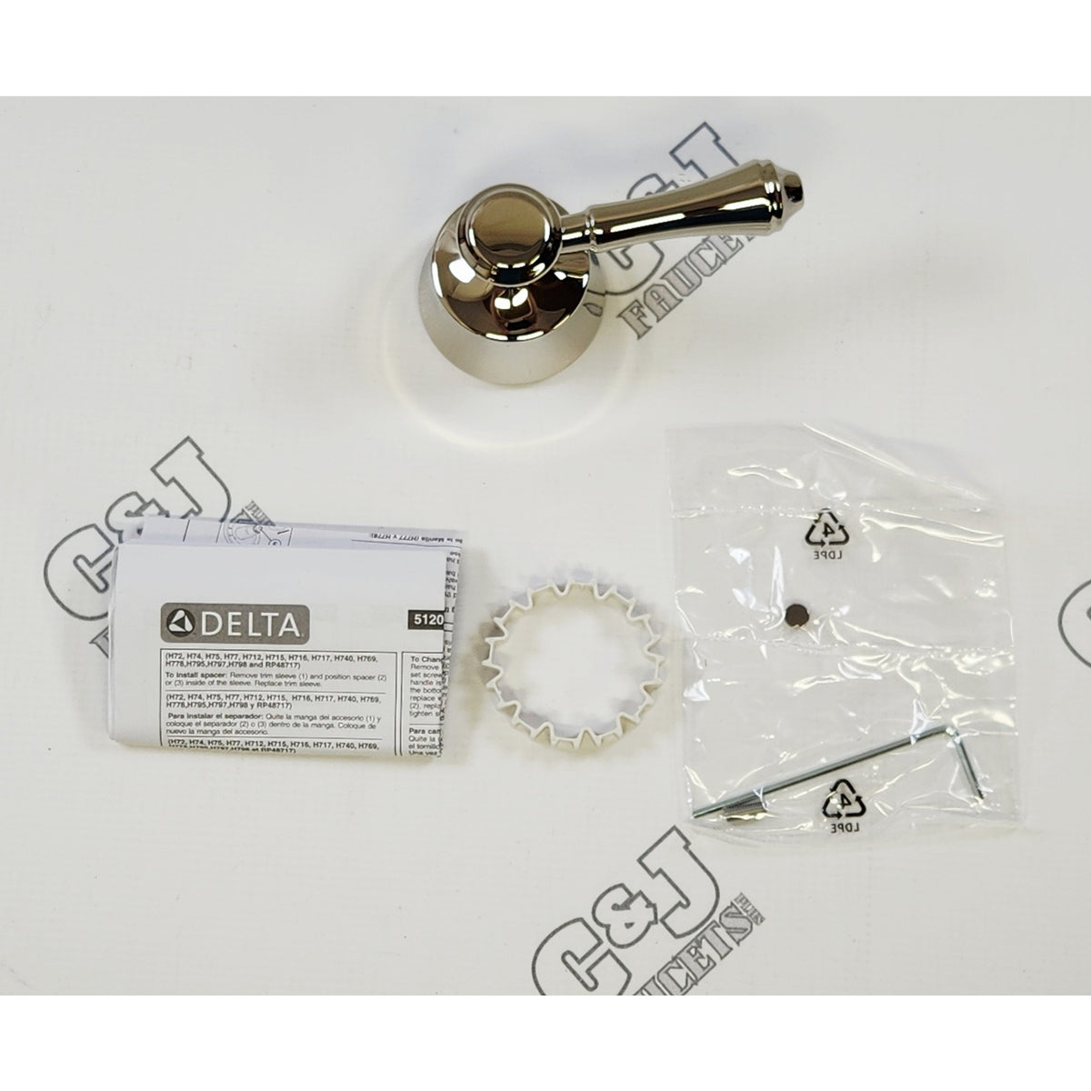 Delta H797PN Cassidy Metal Shower Lever Handle - Brilliance Polished Nickel