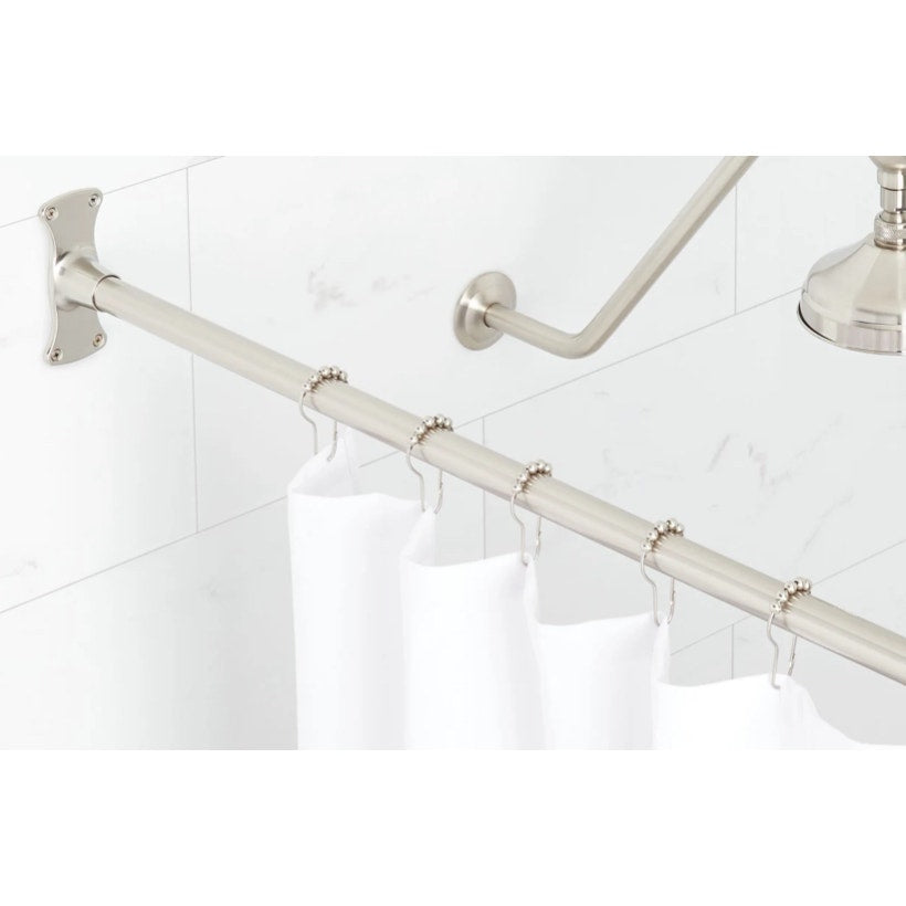 Signature Hardware 466749 72" Solid Brass Shower Rod - Brushed Nickel