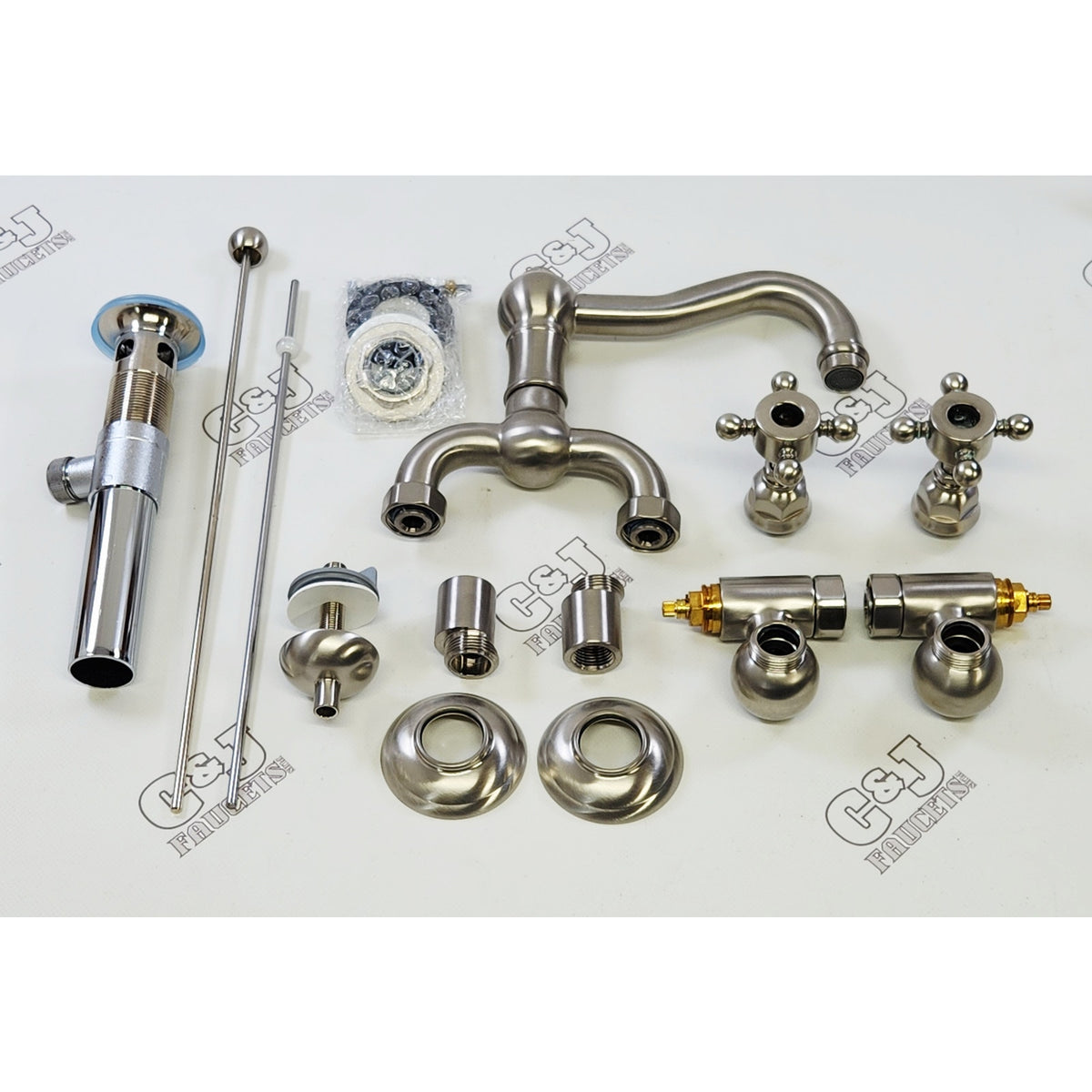 Rohl A1418XMSTN-2 Acqui 1.2 GPM Wall Mount Lavatory Faucet - Satin Nickel