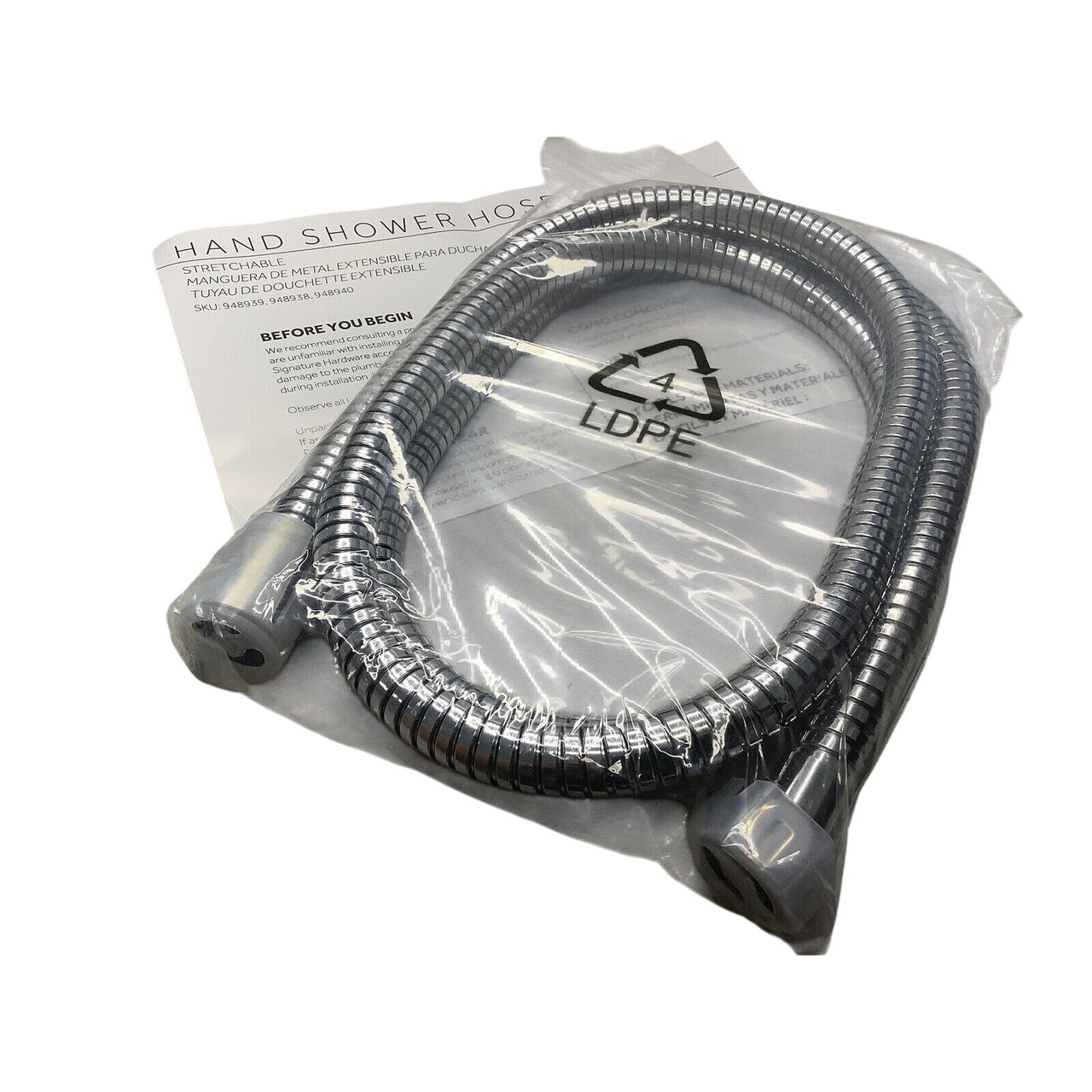 Signature Hardware 449693 60" Stretchable Metal Hand Shower Hose - Chrome