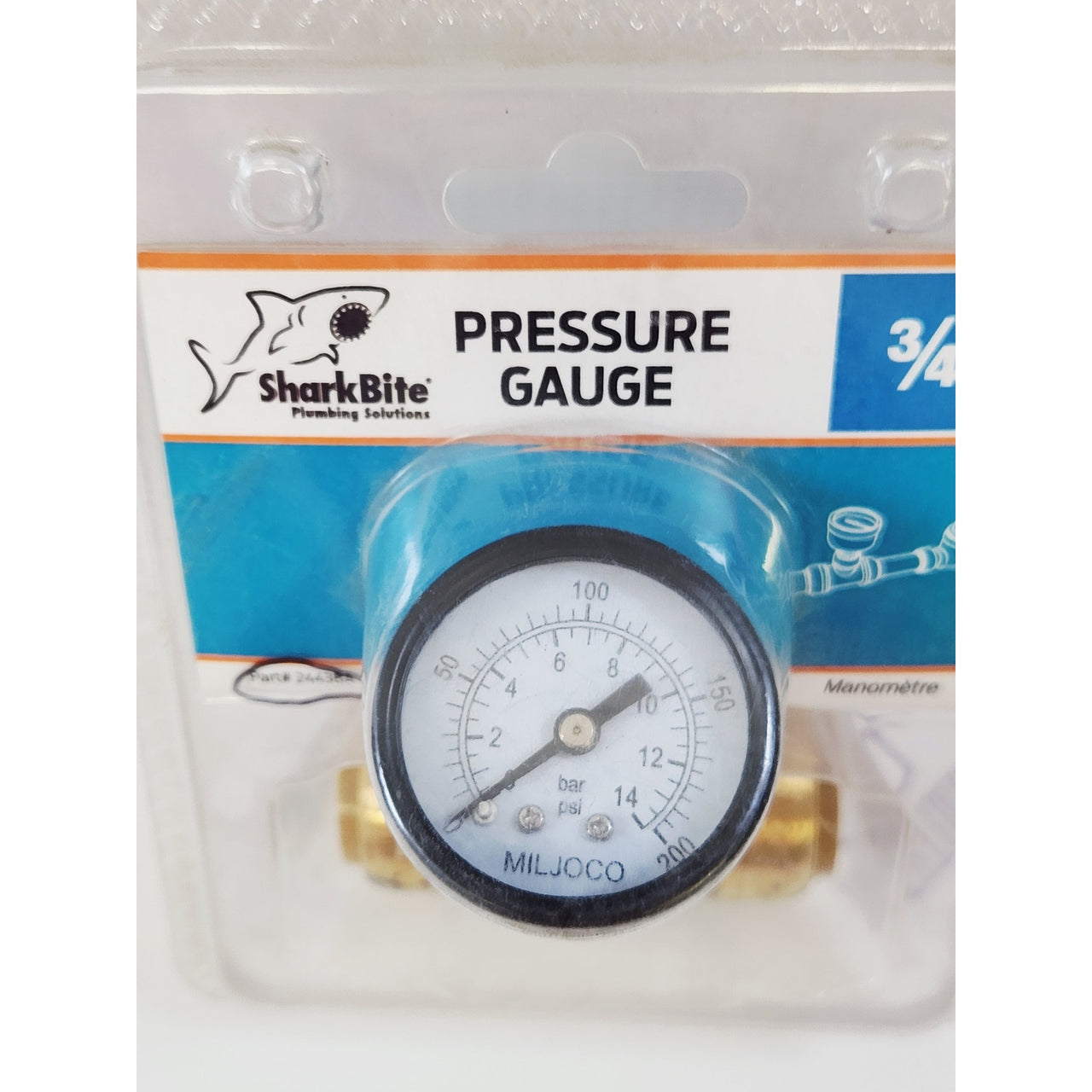 SharkBite 24438A Max 3/4" Push-to-Connect Tee Water Pressure Gauge