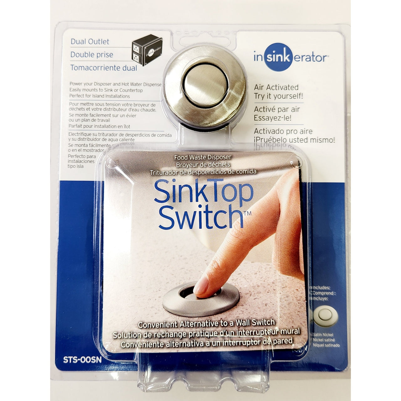 InSinkErator STS-OOSN 4-3/8 in Dual Outlet SinkTop Air Switch Kit - Satin Nickel