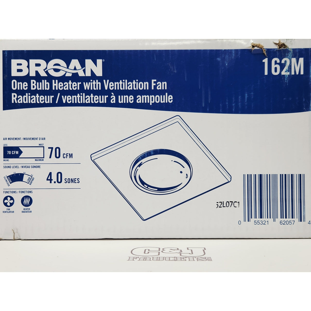 Broan 162M 70 CFM 4 Sone Ceiling Mounted Bath Fan - White READ