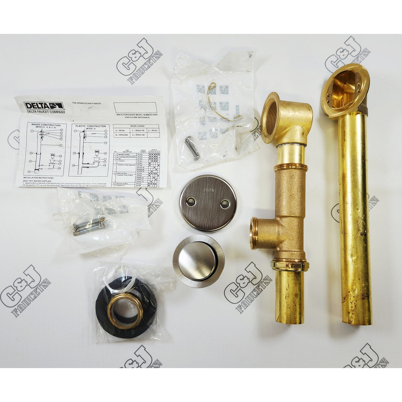 Delta RP693SS Bath Waste and Overflow Assembly Drain - Stainless
