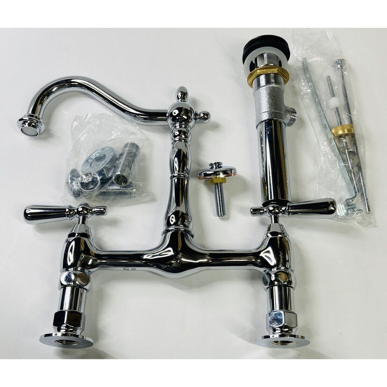 Signature Hardware 215493 Bridge Bathroom Faucet with Lever Handles - Chrome