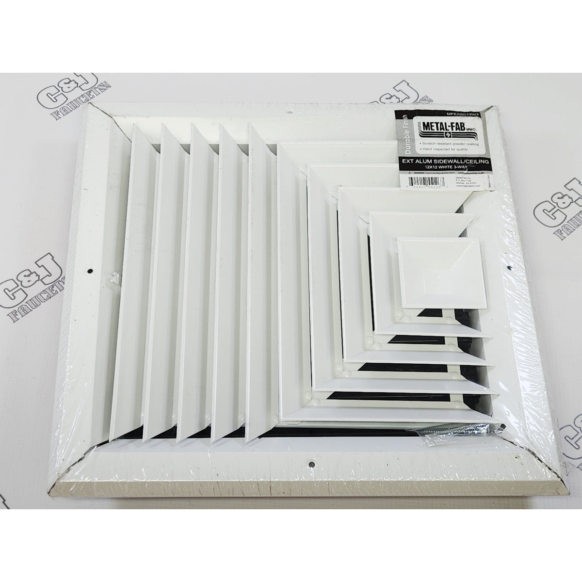Metal-Fab MFEASC12W3 12" x 12" Ceiling Diffuser 3 Way Air Flow Vent Cover- White