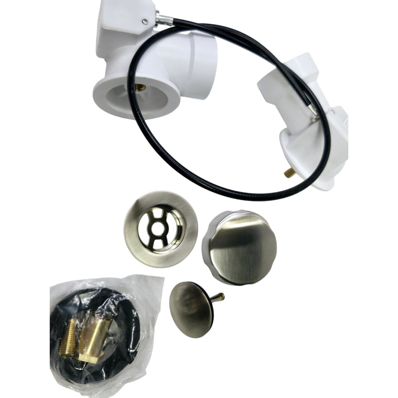 Signature Hardware 446729 PVC Cable Drain & Overflow - Brushed Nickel