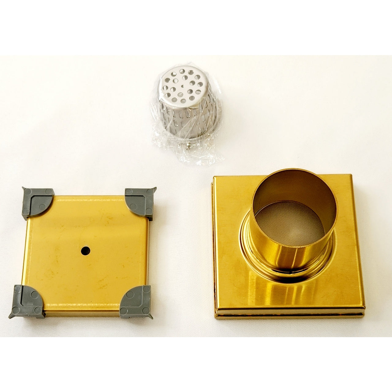 Signature Hardware 482709 Carmen 4" Square Tile-In Shower Drain - Brushed Gold