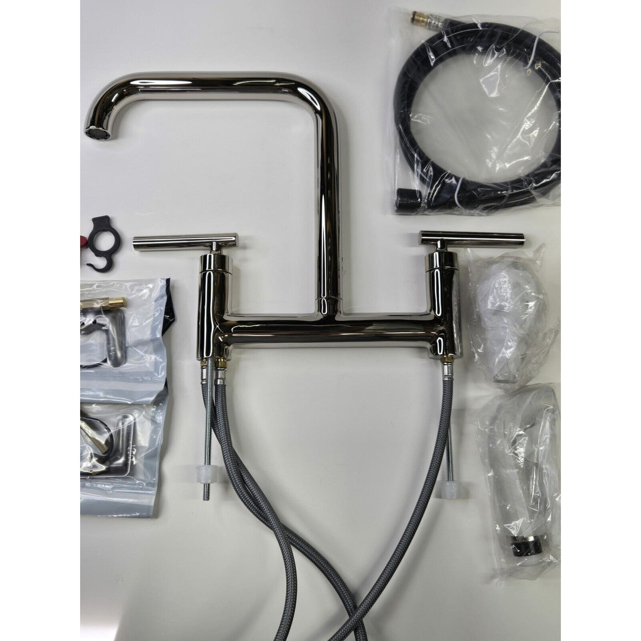 Kohler 7548-4-SN Purist Deck-Mount Bridge Faucet w/Sidespray - Polished Nickel