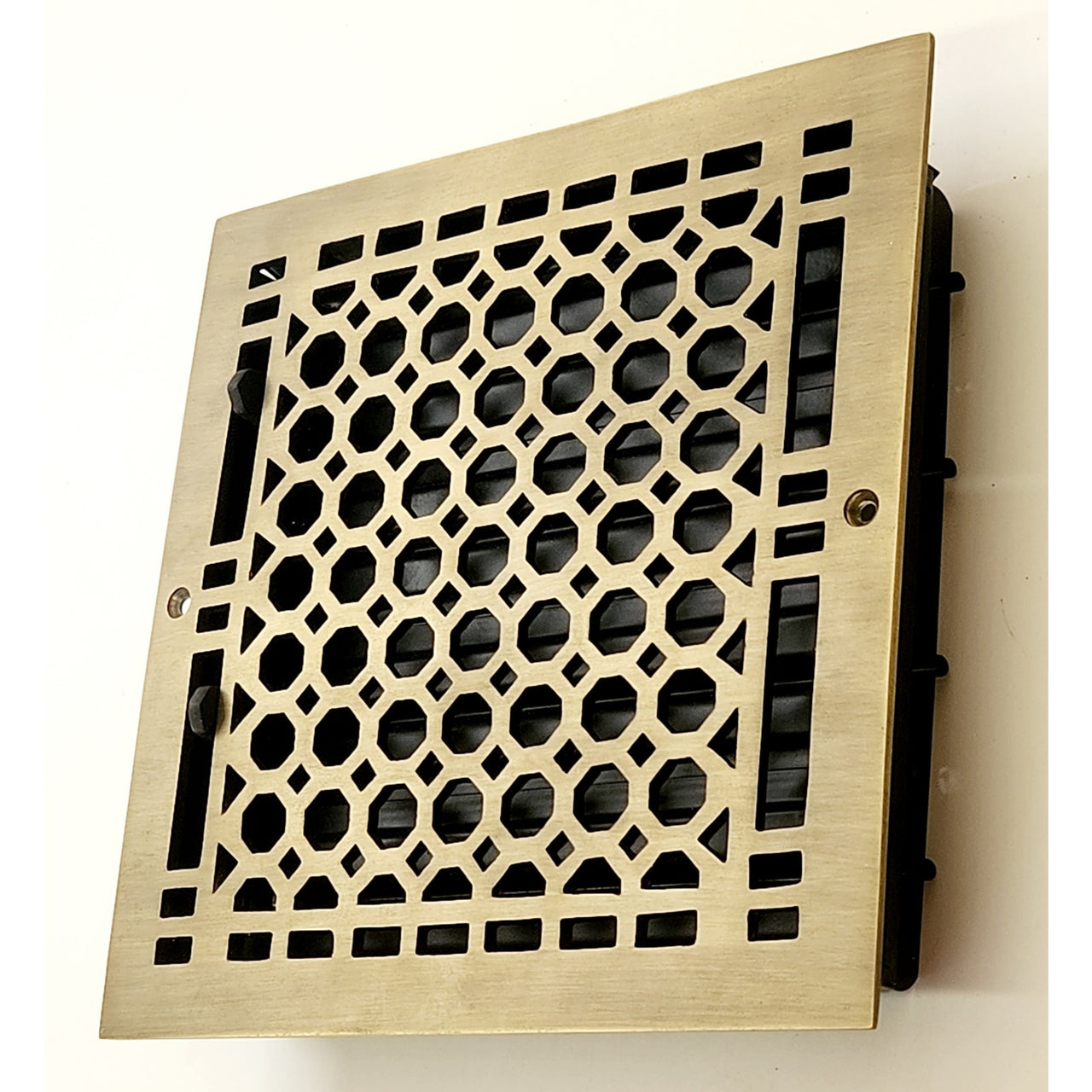 Signature Hardware 327385 Honeycomb 8"x8" Wall Register - Antique Brass