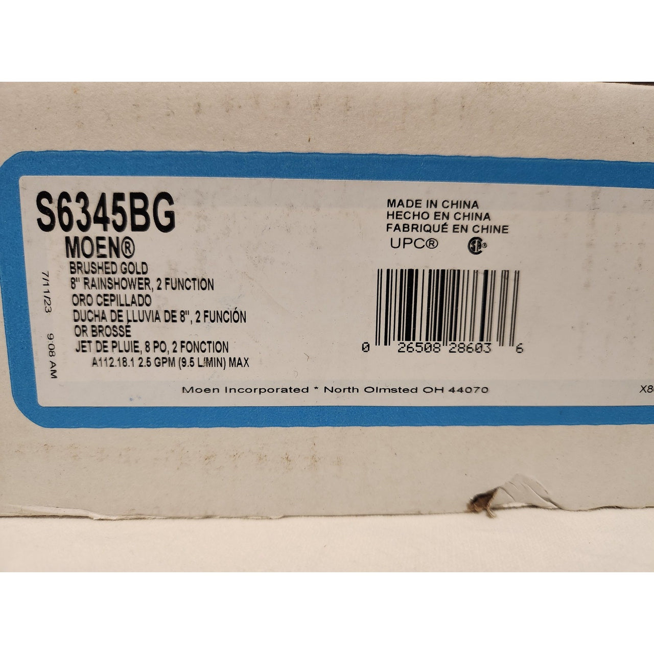 Moen S6345BG Two-Function 8-1/2" Rainshower Spray Head - Brushed Gold