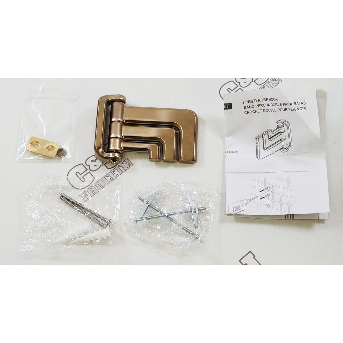 Brizo 693597-GL Levoir Hinged Triple Robe Hook - Luxe Gold